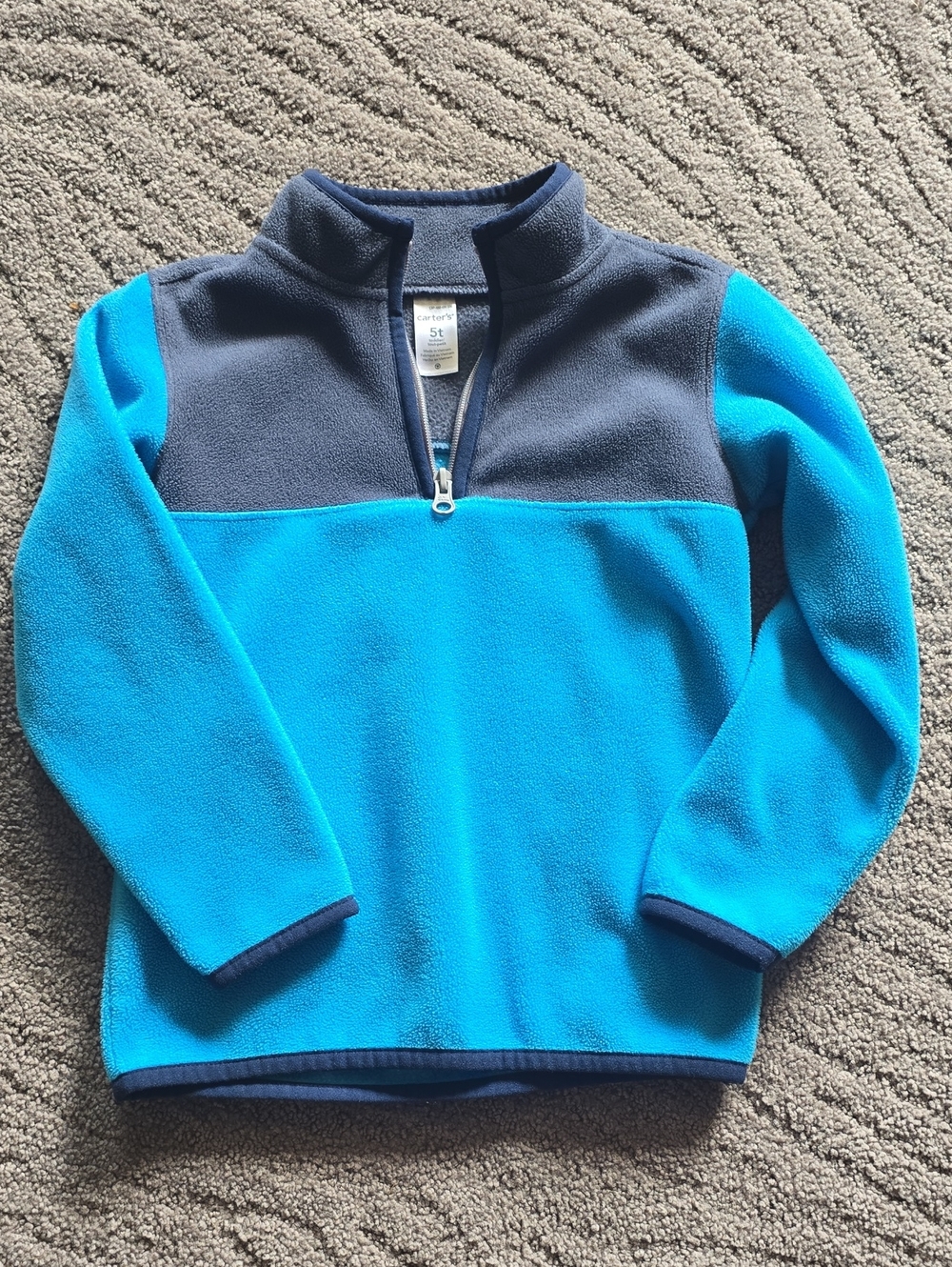Carter's Bright Blue and Charcoal Quarter-Zip Fleece Pullover